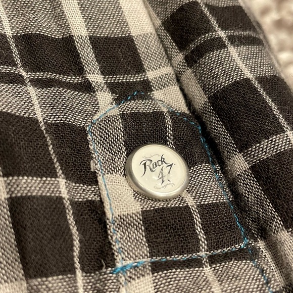 Plaid White & Black Western Button Down - Picture 7 of 10